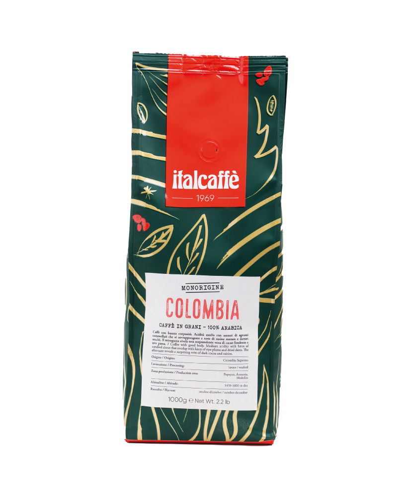 Caffè in grani Arabica Colombia Italcaffè 1 kg Espresso Italiano fronte