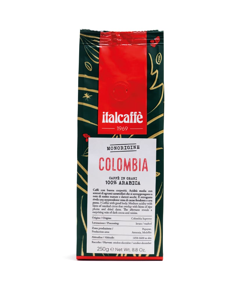Caffè in grani Arabica Colombia Italcaffè 250g Espresso Italiano fronte