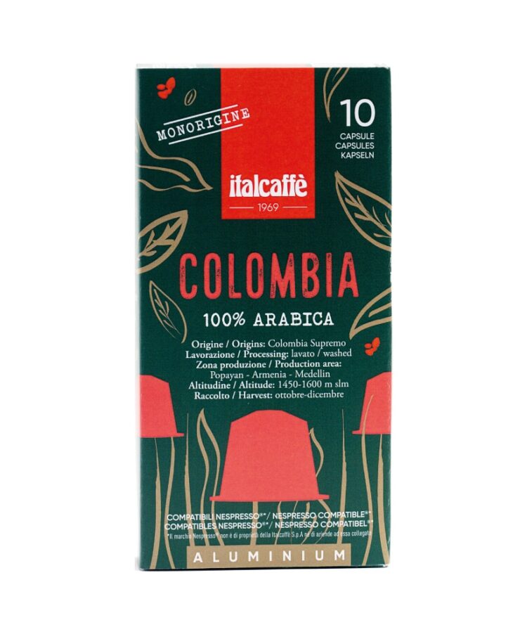 Capsule caffè espresso Colombia Italcaffè compatbili Nespresso Aluminium